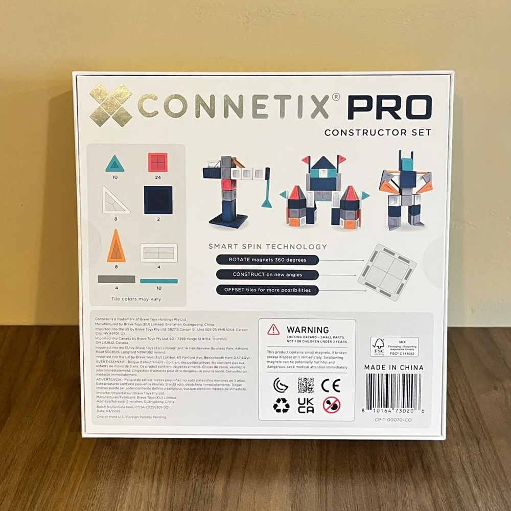 CONNETIX PRO Constructor Set Advanced Magnetic Tiles 70 Pieces New STEAM MESH 8+